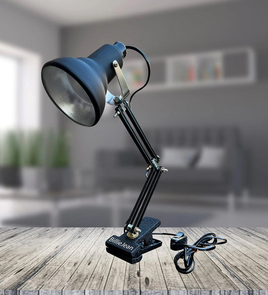 Pixar Style Adjustable Black Desk Lamp – Clip-On Study & Reading Lamp for Office & Home